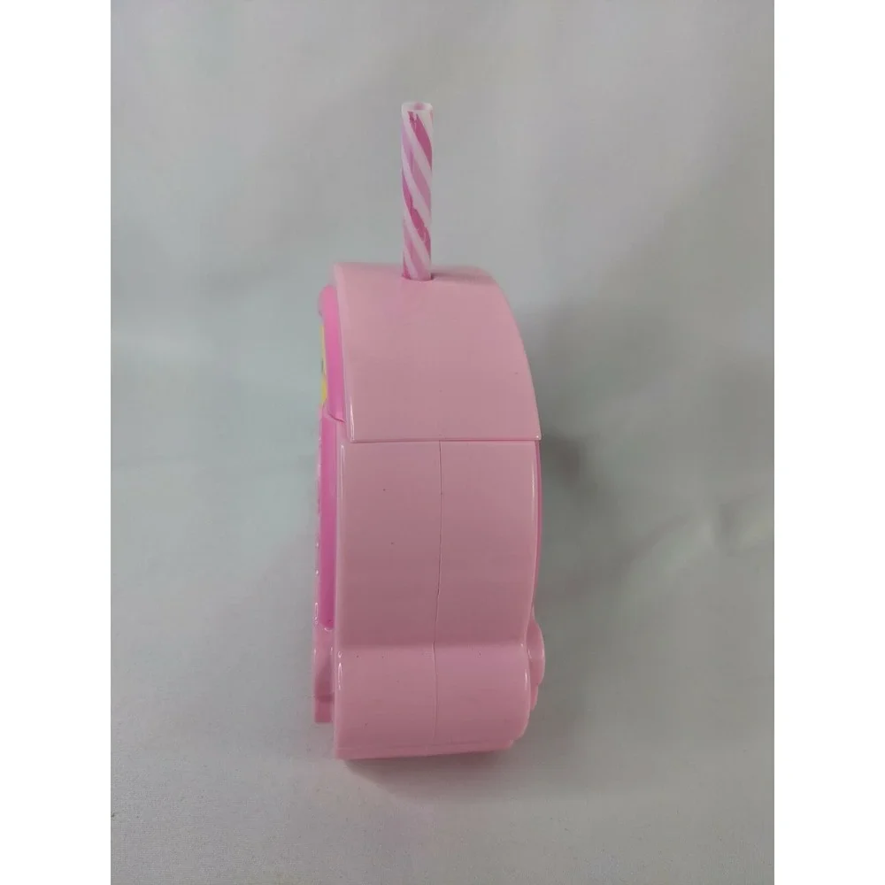 Rainbow Pink Plastic Drinking Cup Straw Container 4‎ Inch Tall